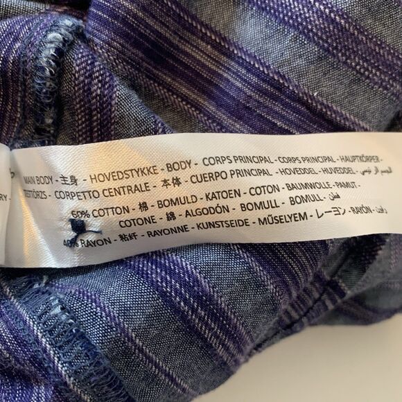 Ariat Sleeveless Top Knot Tie Button Front Women’s Sz XL Denim Blue Stripe Shirt - Picture 7 of 7